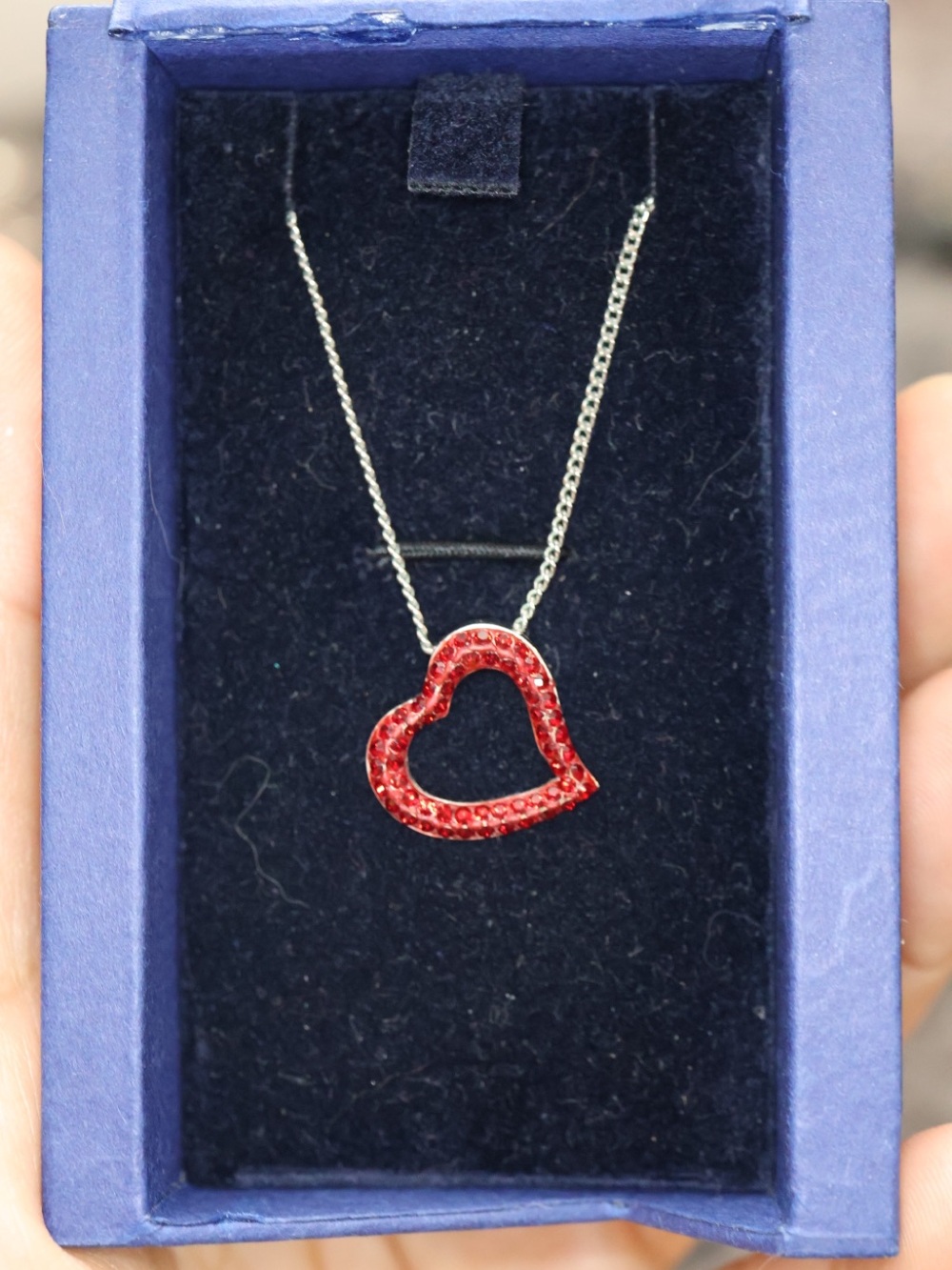 Swarovski Red Crystal Open Heart Necklace